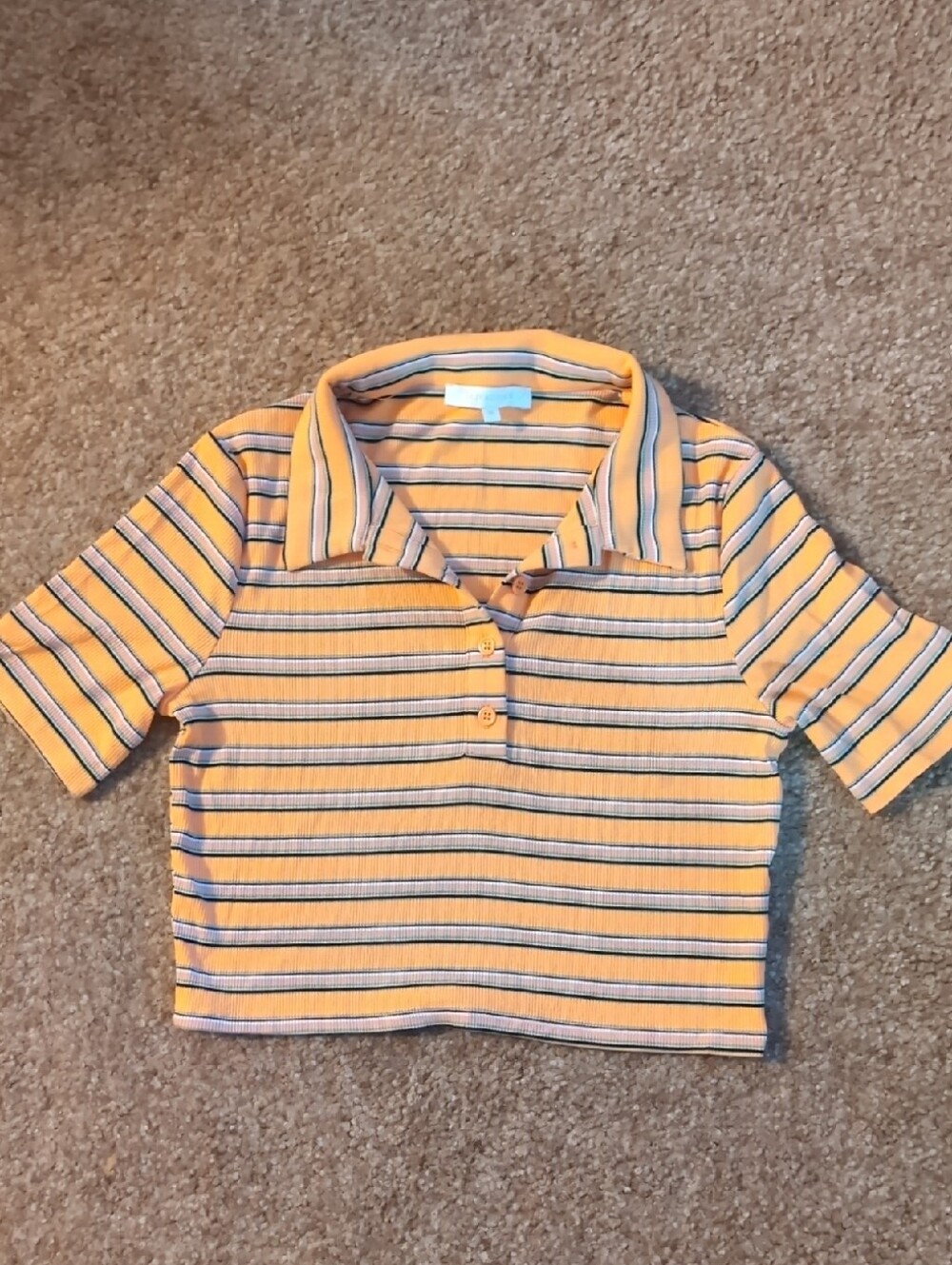 🌻5/$25 Orange Striped  Cropped Polo Top